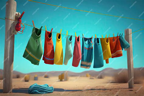 Premium AI Image | Quirky clothesline with colorful and unique clothing ...