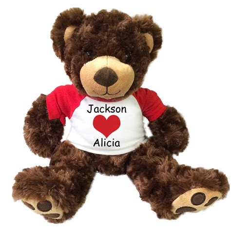 Personalized Valentine Teddy Bear - 13" Brown Vera Bear – Mandys Moon Personalized Gifts