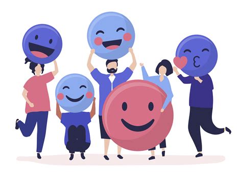 Characters of people holding positive emoticons illustration - Download Free Vectors, Clipart ...