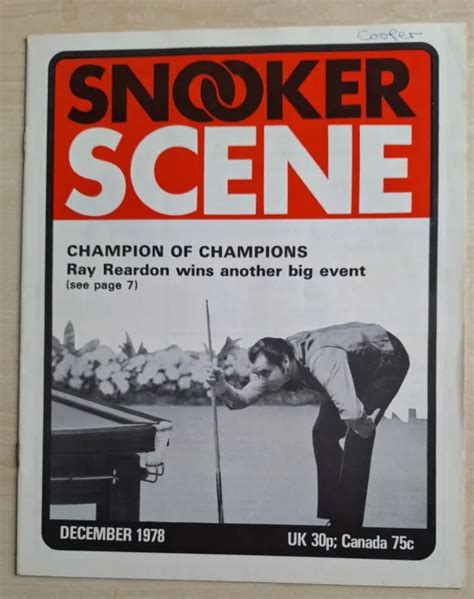 SNOOKER SCENE MAGAZINE December 1978 - Ray Reardon is Champion of ...