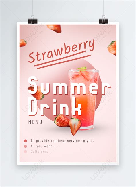 Summer passionate strawberry drink poster template image_picture free ...