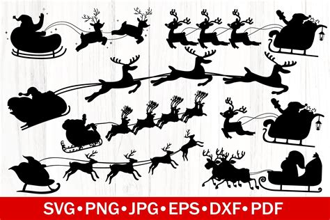 Santa Sleigh Silhouettes Bundle | SVG Graphic by SouthernDaisyDesign · Creative Fabrica