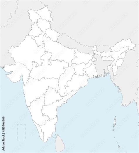 Blank Political Map India Administrative Divisions Stock Vector F | The Best Porn Website