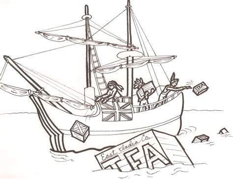 drawing of the boston tea party - Clip Art Library