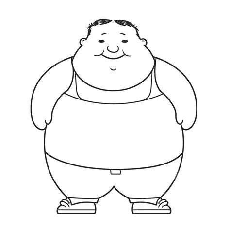 Fat Man Printable Coloring Page Isolated On White Outline Sketch ...