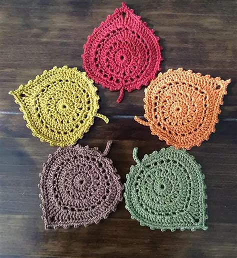 Crochet Leaf Coasters Pattern » Weave Crochet