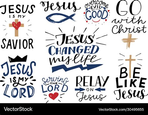 Logo set with bible verse and christian quotes Vector Image