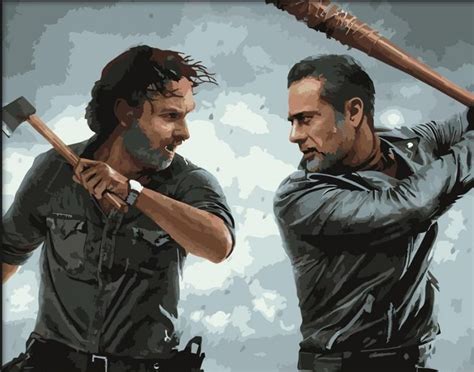 Negan And Rick Fight - Paint By Number - NumPaint - Paint by numbers