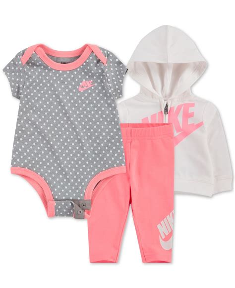 Nike Baby Girls 3-Pc. Zip-Up Hoodie, Printed Bodysuit & Leggings Set ...