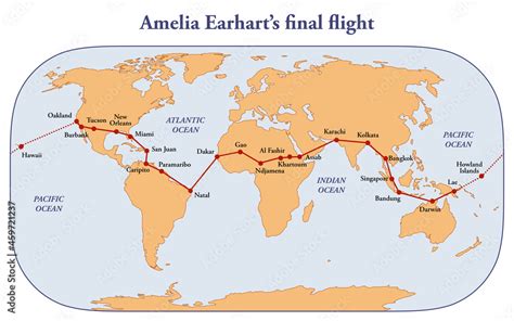 Amelia Earhart Route Map