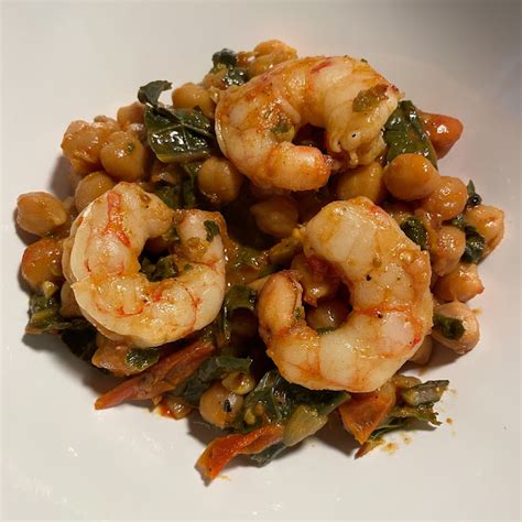 Garbanzo Bean Curry with Tomato, Kale, and Shrimp