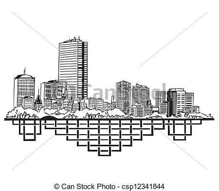 Boston Skyline Drawing at PaintingValley.com | Explore collection of ...