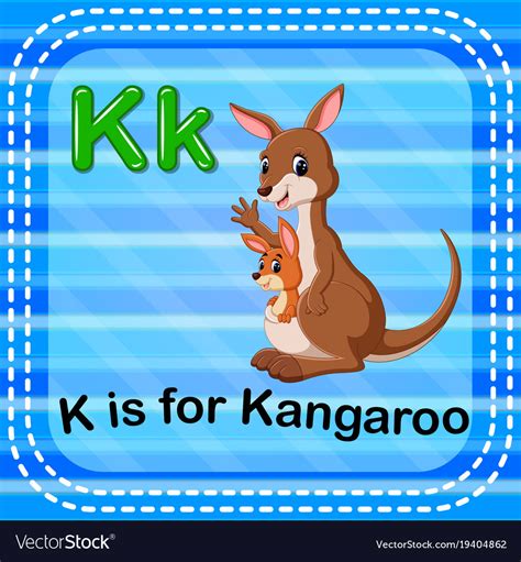 Flashcard letter k is for kangaroo Royalty Free Vector Image