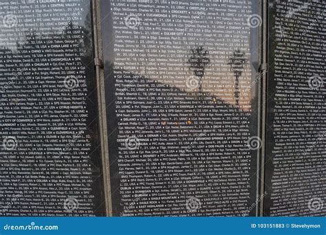 Closeup of Names on Vietnam War Memorial in Sacramento Editorial Stock Photo - Image of death ...