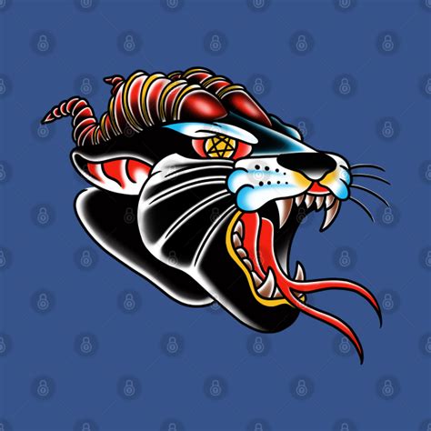 Demon Panther - Traditional Tattoo Art - T-Shirt | TeePublic