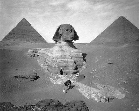 The Great Sphinx & Pyramids, 1878. Vintage Photo Reproduction Print. Black and White Photograph ...