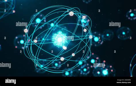 3D Illustration Atomic structure. Atom is the smallest level of matter ...