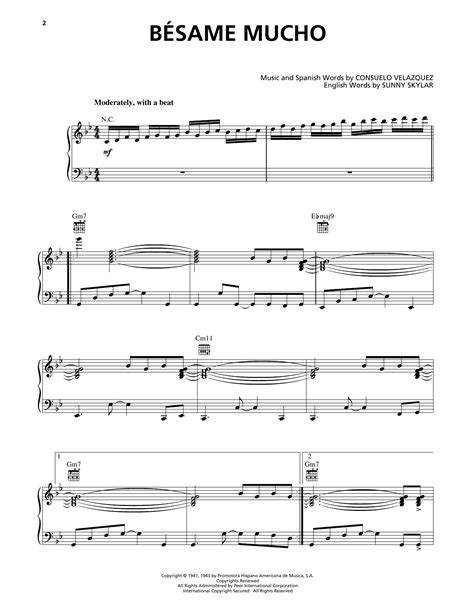 Bésame Mucho (Kiss Me Much) by Luis Miguel Sheet Music for Piano, Vocal ...