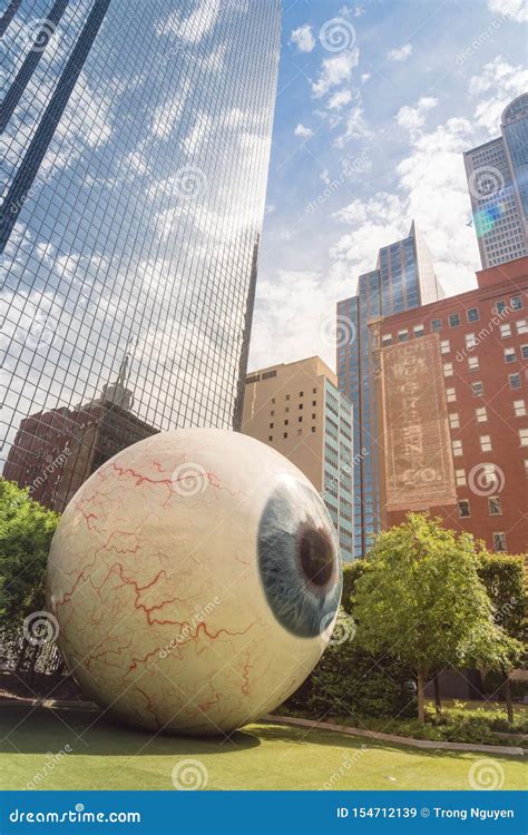 Realistically Rendered Fiberglass Sculpture Giant Eyeball In Downtown Dallas, Texas Editorial ...