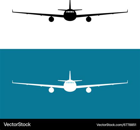 Passenger plane front view black silhouette Vector Image