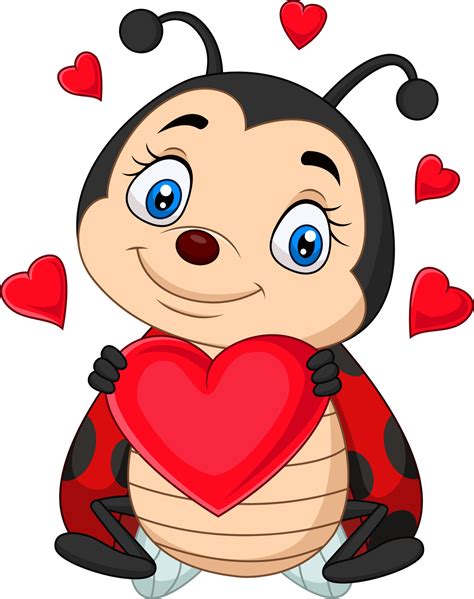 Cartoon ladybug holding a red heart 5158322 Vector Art at Vecteezy