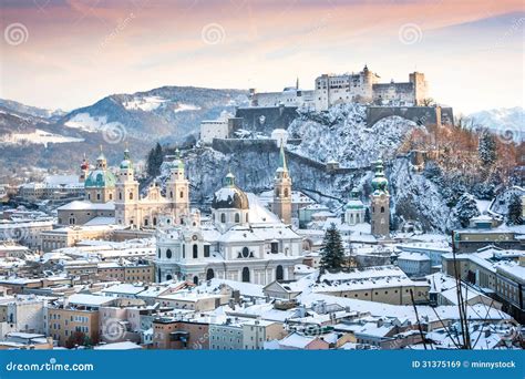 Salzburg in Winter, Salzburger Land, Austria Stock Image - Image of ...