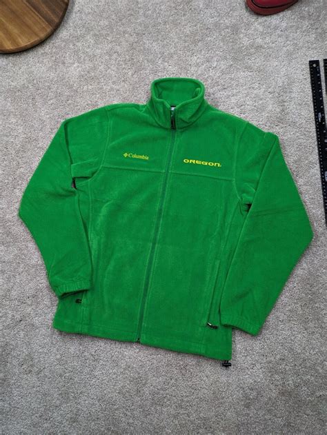 Oregon DUCKS Columbia Fleece Jacket Mens Small Green Full Zip NCAA University | eBay