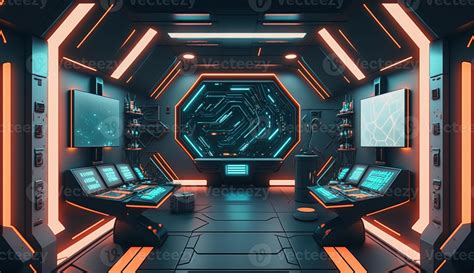 Spaceship room interior design illustration,Spaceship Control Room wallpaper , 22827001 Stock ...