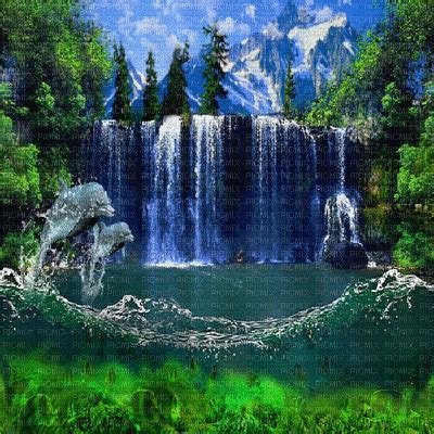 landscape waterfall gif bg paysage cascade fond, waterfall - GIF animé ...