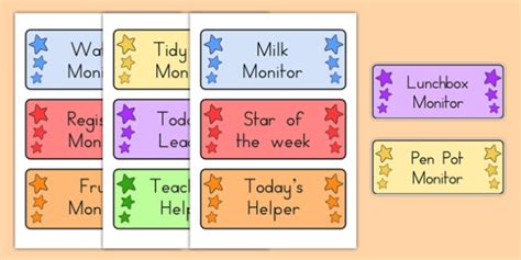 Editable Classroom Monitor Badges