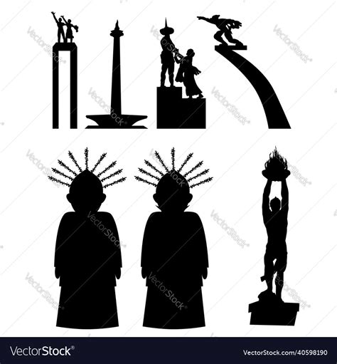 Set of jakarta icon or landmark indonesia Vector Image