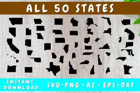 All 50 States Silhouettes Graphic by DinoDesigns · Creative Fabrica