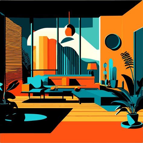 Premium Vector | Modern living room interior design vector illustration