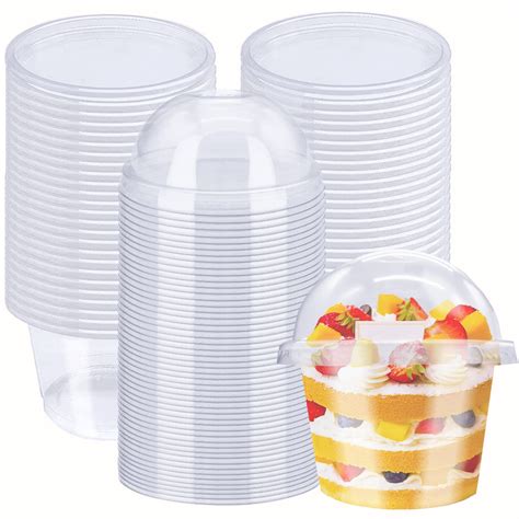 Buy 50 Pack 8oz Disposable Clear Plastic Cups with Dome Lids,PET ...