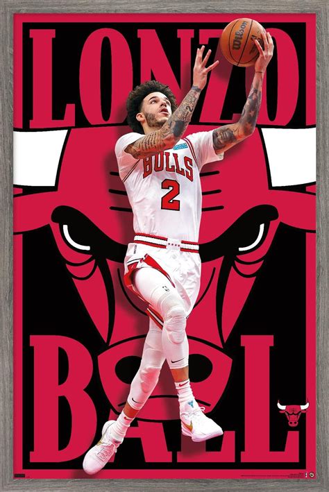 NBA Chicago Bulls - Lonzo Ball 22 Wall Poster, 14.725" x 22.375" Framed ...