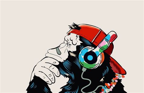 Gorilla Musican Graffiti Mural Wallpaper | Ever Wallpaper UK