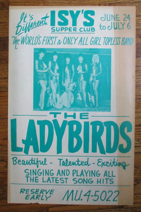 1960s poster THE LADYBIRDS all-female Rock Band ISY'S SUPPER CLUB Vanc BC CANADA | #3933993190