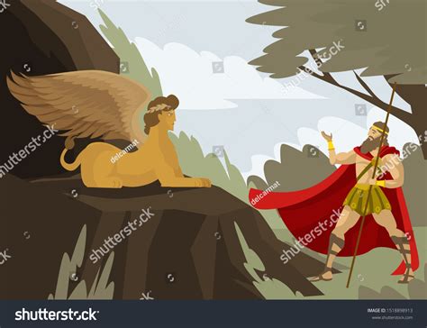 Oedipus Sphinx Riddle Greek Mythology Tale Stock Vector (Royalty Free ...