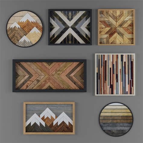 Geometric Wood Art wood wall art scandinavian free 3D model | CGTrader