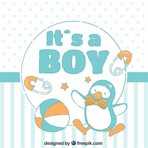 Free Vector | It's a boy card in hand drawn style