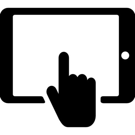 Hand touching tablet screen - free icon