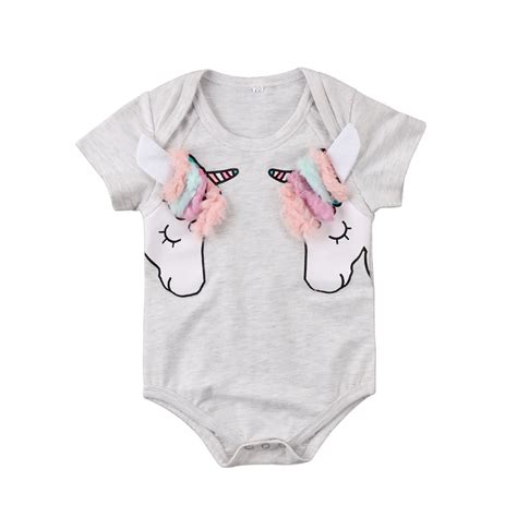 Pudcoco Summer Cartoon Unicorn baby clothes short sleeves baby boys ...