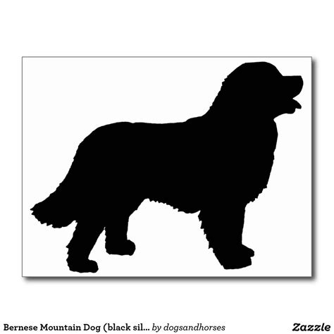 Bernese Mountain Dog (black silhouette) Postcard | Zazzle.com | Dog silhouette, Bernese mountain ...