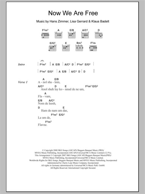 Now We Are Free by Lisa Gerrard - Guitar Chords/Lyrics - Guitar Instructor