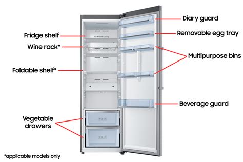 Samsung Single Door Fridge and Freezer Layout | Samsung Australia