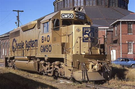 The Golden GP40-2, GM50 at the old roundhouse in Baltimore prior to the ...