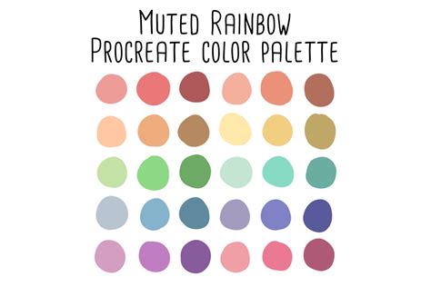 Muted Rainbow Procreate Color Palette Graphic by RoughDraftDesign · Creative Fabrica