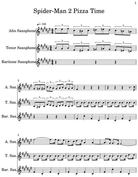 Spider-Man 2 Pizza Time - Sheet music for Alto Saxophone, Tenor ...