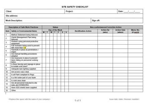 Site Safety Checklist - NECA Safety Specialists