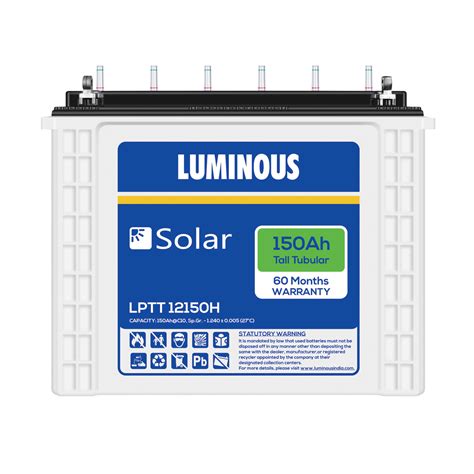 Luminous LPTT12150H Solar 150 AH Tall Tubular battery